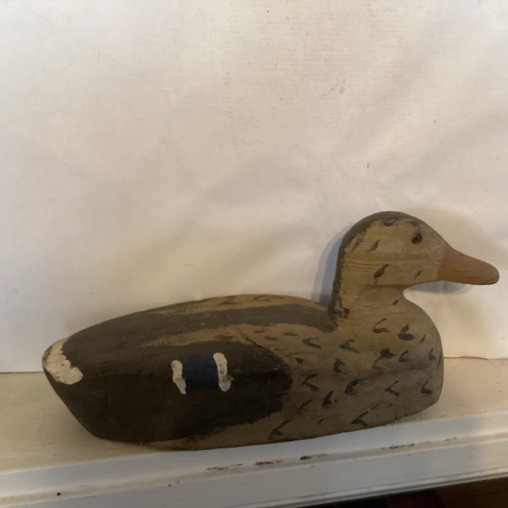 Primitive wooden duck decoy, glass eyes